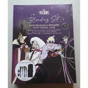 Disney Villains Blending Set Face Brushes & Sponges With Travel Case NEW NIB